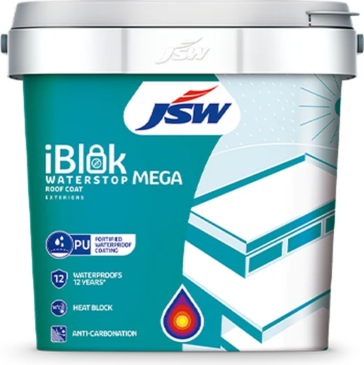 JSW iBlok Waterstop Roof Coat Mega – available at VSHOP paint shop, Bantwal